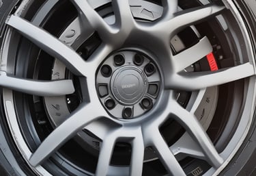 A friendly mechanic inspecting a car tire inside a cozy auto shop.
