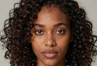 A vibrant salon chair surrounded by colorful hair care products and natural hair styling tools.