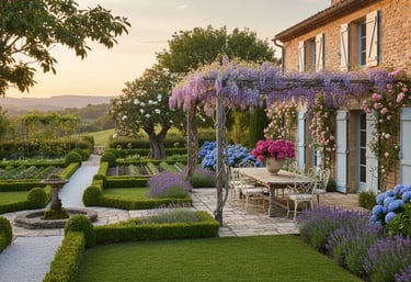Conception de jardin style campagne chic avec massifs fleuris à Grenade 31