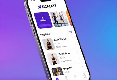 Close-up of a fitness instructor checking member data on a tablet with green and blue accents.