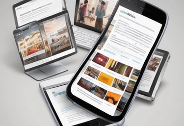 A creative workspace with sketches and color palettes for website concepts.