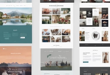 A sleek laptop displaying a vibrant, modern website design in progress.