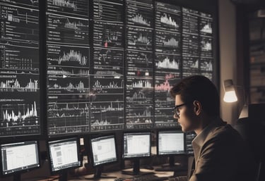 Close-up of a data analyst working on a laptop with geo ranking analytics displayed on screen.