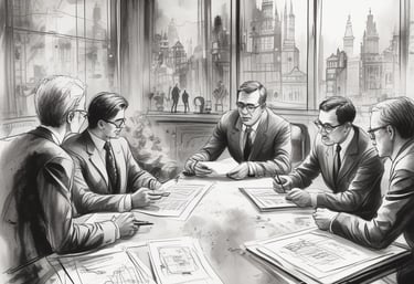 A professional team discussing strategic planning.