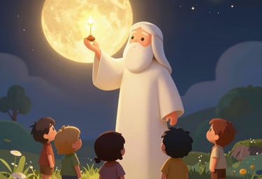 Colorful 3D illustration of the first day of creation with light separating darkness and light in a magical sky.