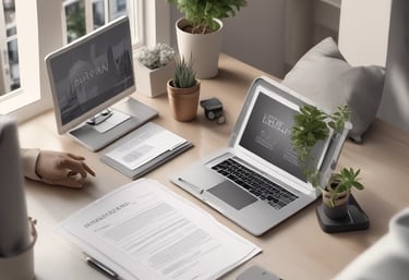 Close-up of hands reviewing rental agreements and financial documents on a desk.
