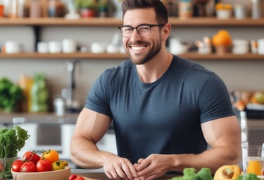 A friendly nutrition coach discussing meal plans with a client in a cozy, bright room.