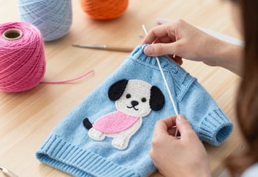 Persona confeccionado ropa para perros