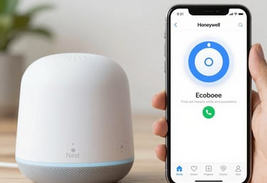 Exterior view of a high-end air conditioning unit installed on a luxury residence surrounded by lush landscaping.