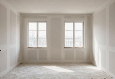 Technicians carefully restoring a water-damaged home using sustainable materials.