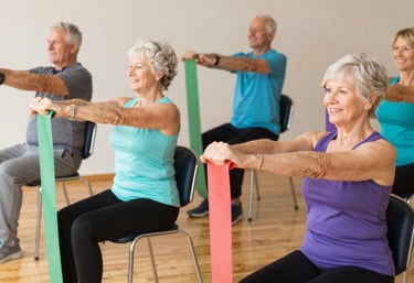 Three women doing bridge pose yoga