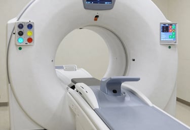 Abstract geometric shapes representing clinical workflows and healthcare technology.