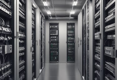 Techniker arbeitet an einem Server in einem modernen Büro in Bayern.