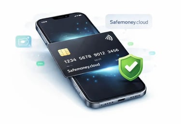 virtual card mobile control payment card on smartphone secure safemoney cloud mobile wallet online purchases protection