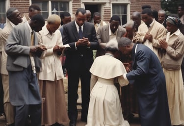 A warm gathering of church members engaged in a peaceful group discussion.