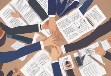 A welcoming pharmacy consultant engaging with a small team in a bright, modern community pharmacy.