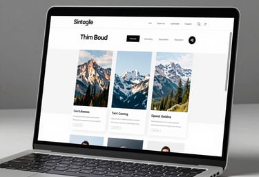 A sleek laptop screen displaying a clean, modern website design.