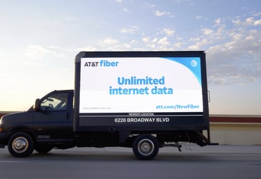 Mobile billboard truck on the highway