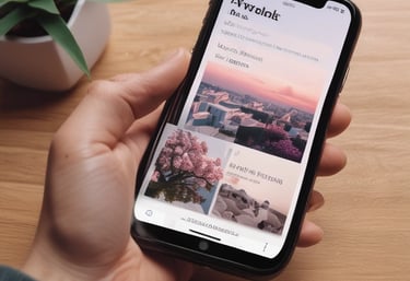 A friendly small business owner happily answering a phone call in a bright, cozy shop.