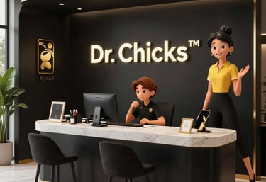 A vibrant animation scene showing friendly characters learning with AI tools.