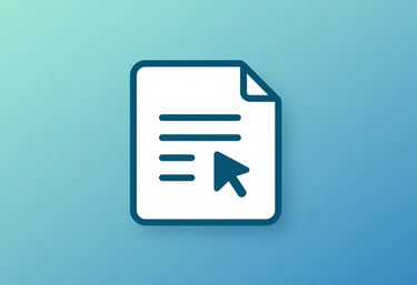 A minimalist icon representing data export, showing a file document and an arrow, styled with clean lines and #587EA3 color palette, symbolizing ease of data portability.