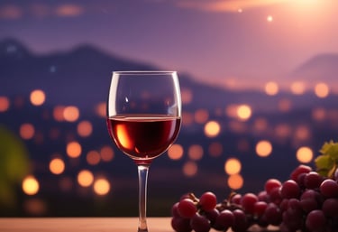 A relaxed evening scene showing a glass of red wine beside a small plate of cheese on the cafe’s rustic counter.