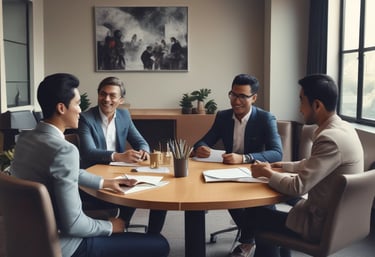 A group of small business owners celebrating success together.