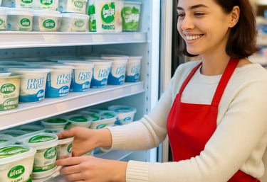 Front view of a modern supermarket with red and white branding in Çanakkale.