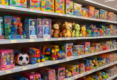 Fresh fruits and vegetables neatly arranged in a supermarket display.