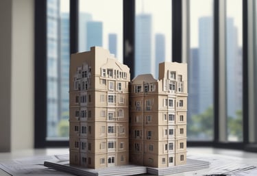 A confident businessperson reviewing financial documents in a bright office.