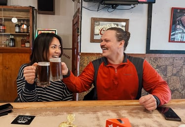 Raising some cold beers at at Buck's On Main