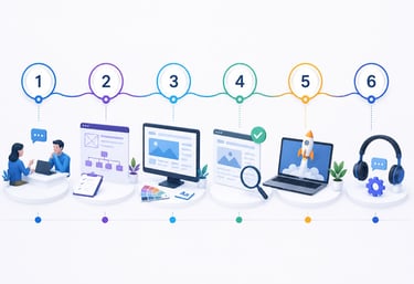 Website design process from planning and development to launch and ongoing support.