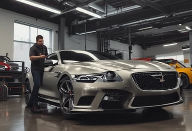 Close-up of a high-end car interior featuring premium leather seats and subtle gold accents.