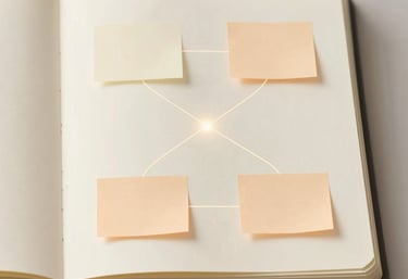 Softly lit scene of a person peacefully journaling with a tablet beside a warm cup of tea.