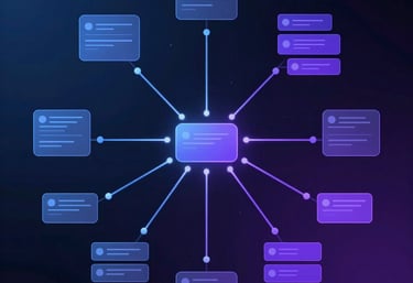 Illustration of a business owner smiling while AI-powered automation works seamlessly in the background.