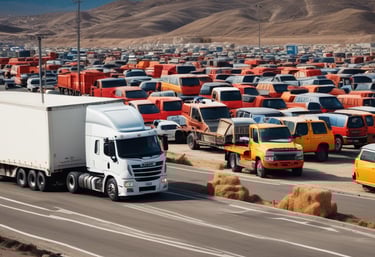 View of a Sea Transportes van parked near the main port of Mexico City with cargo being loaded.