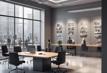 A friendly IT consultant setting up a secure VoIP system in a modern office.