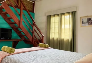 Cozy hotel room with natural lighting in Santa Fe, Veraguas, Panama.