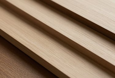 Abstract and elegant visual of layered textures and smooth lines, representing premium quality and craft. Warm tones.