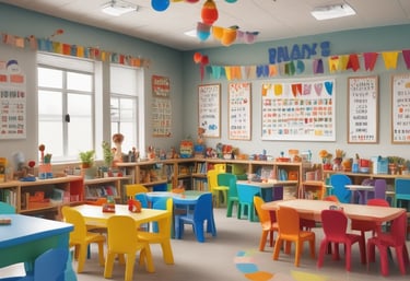 Happy kids playing together in a colorful outdoor play area at our Ghodasar location.