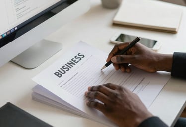Close-up of hands typing on a laptop displaying the SAM.gov registration page.