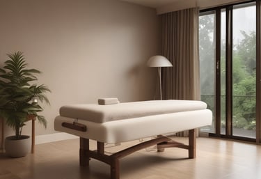 Spa-like bath essentials on a wooden bath tray.