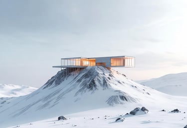An image of an Arctic home built off grid in this extreme climate.