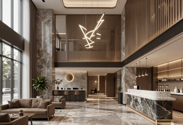 A cozy boutique interior featuring custom furnishings and vibrant textures.