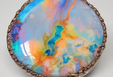 Close-up of a radiant Australian opal with vibrant colors, set against a soft neutral background.