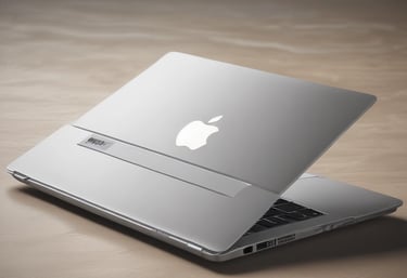 Close-up of a bold, geometric logo embossed on a matte black surface with purple accents.