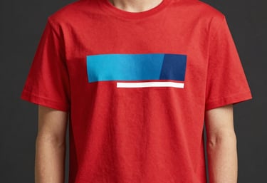 A vibrant photo of a young person wearing a bold, modern graphic t-shirt from rojo vivo, smiling confidently.