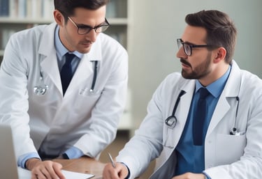 A professional urologist consulting with a patient.