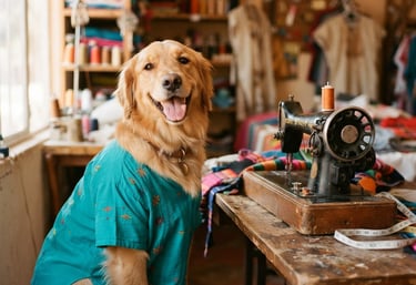 Golden en taller de costura