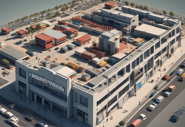 Office workspace with accounting documents and a laptop showing financial data.